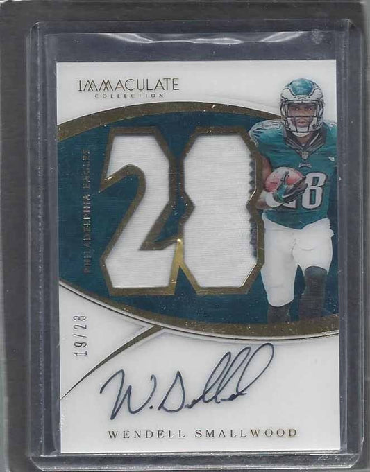 WENDELL SMALLWOOD 2016 IMMACULATE ACETATE JUMBO JERSEY NUMBER PATCH AUTO RC /28
