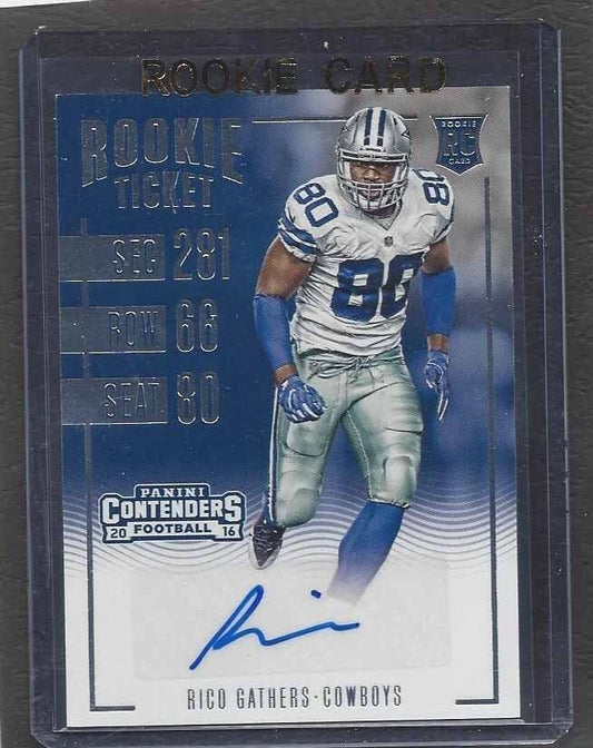 RICO GATHERS 2016 PANINI CONTENDERS COWBOYS ROOKIE TICKET TRUE RC AUTO #179