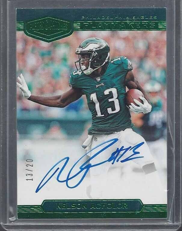 1/1 NELSON AGHOLOR 2018 PLATES & PATCHES PLAYMAKERS GREEN AUTO #D 13/20 JSY #13!