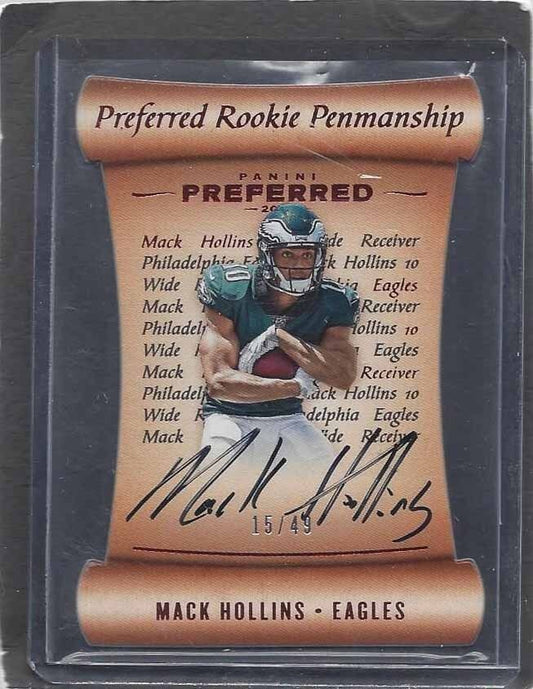 MACK HOLLINS 2017 PREFERRED ROOKIE PENMANSHIP DIE CUT ON CARD AUTO RC #D /49