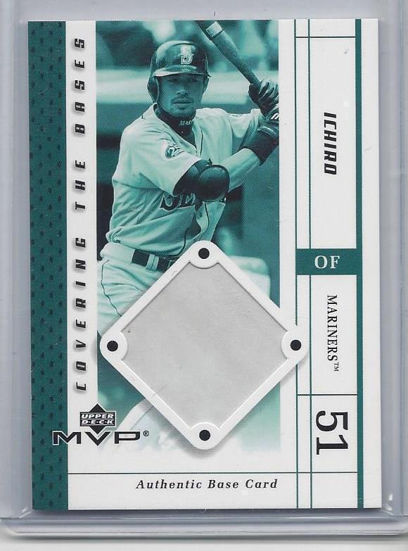 ICHIRO SUZUKI 2003 UD MVP COVERING THE BASES GAME USED AUTHENTIC BASE PATCH
