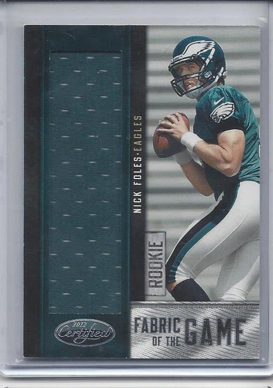 NICK FOLES 2012 CERTIFIED FABRIC OF THE GAME EAGLES JUMBO JERSEY RC #D 101/199