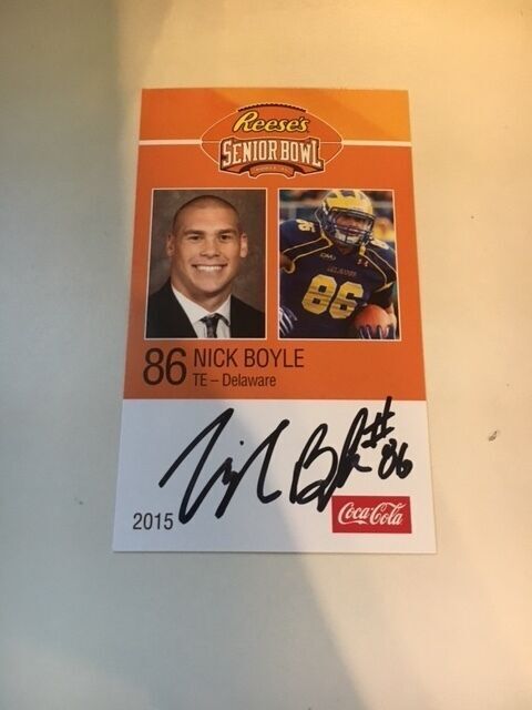 NICK BOYLE 2015 REESE'S SENIOR BOWL 3X5 DELAWARE AUTOGRAPHED CARD QTY