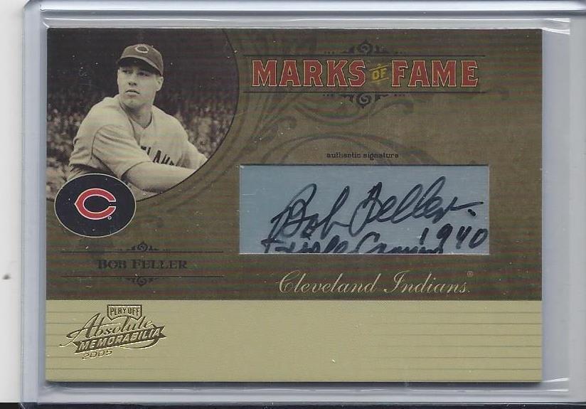 BOB FELLER 2005 ABSOLUTE MARKS OF FAME INSCRIBED TRIPLE CROWN 1940 AUTO #D /150
