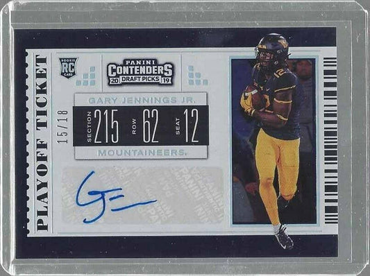 GARY JENNINGS JR 2019 CONTENDERS COLLEGE PLAYOFF TICKET ROOKIE AUTO RC #D 15/18