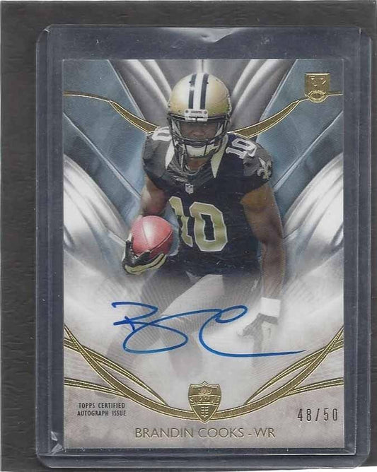 BRANDIN COOKS 2014 TOPPS SUPREME BLUE ROOKIE ON CARD AUTO RC #D 48/50