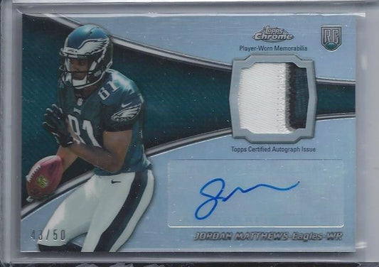 JORDAN MATTHEWS 2014 TOPPS CHROME RPA REFRACTOR 4 COLOR PATCH AUTO RC #D 43/50