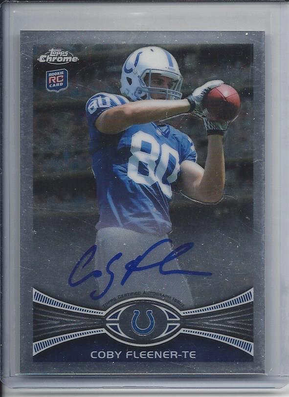 COBY FLEENER 2012 TOPPS CHROME COLTS SAINTS ON CARD ROOKIE AUTO RC #209