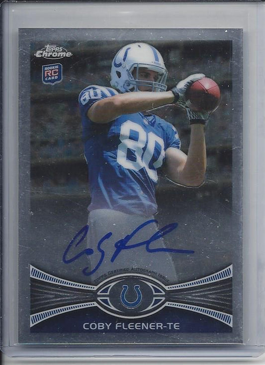 COBY FLEENER 2012 TOPPS CHROME COLTS SAINTS ON CARD ROOKIE AUTO RC #209