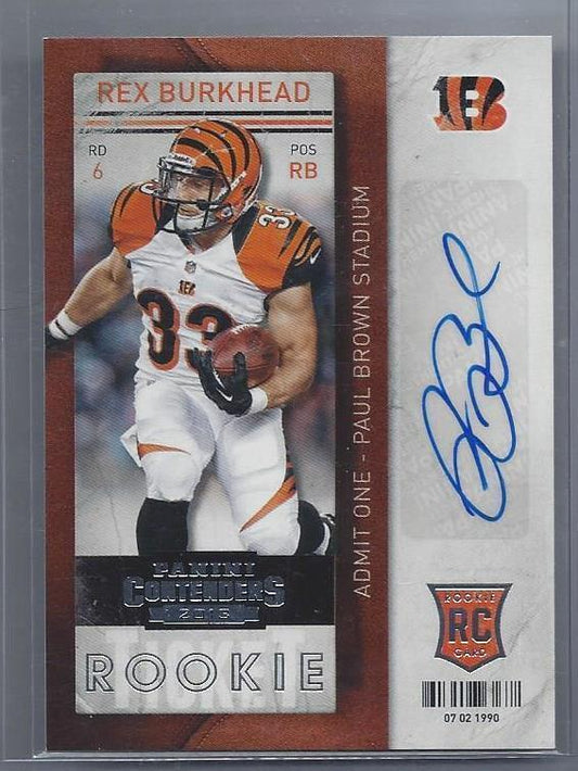 REX BURKHEAD 2013 CONTENDERS ROOKIE TICKET PATRIOTS TRUE ROOKIE AUTO RC #175