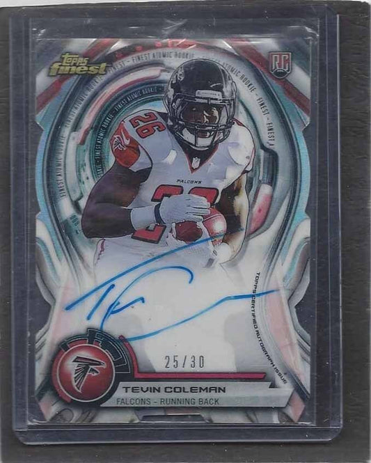 TEVIN COLEMAN 2015 TOPPS FINEST ATOMIC REFRACTOR DIE CUT ON CARD AUTO RC #D /30