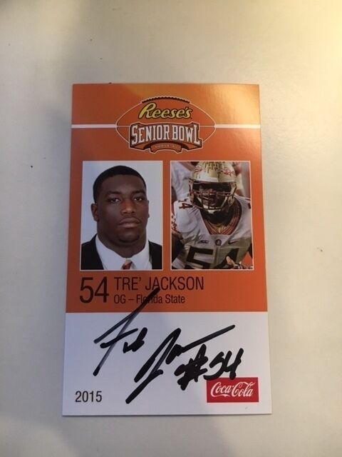 TRE' JACKSON 2015 REESE'S SENIOR BOWL 3X5 FLORIDA STATE AUTOGRAPHED CARD QTY