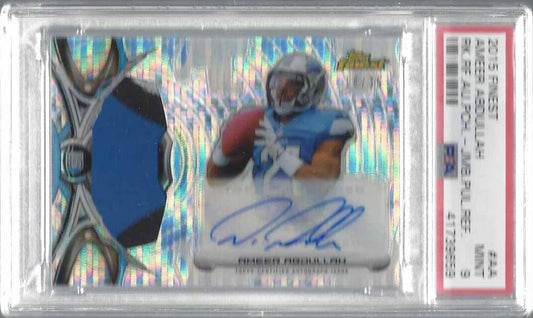 AMEER ABDULLAH 2015 FINEST PULSAR REFRACTOR PATCH AUTO RC #D 18/35 PSA 9 POP 1/1