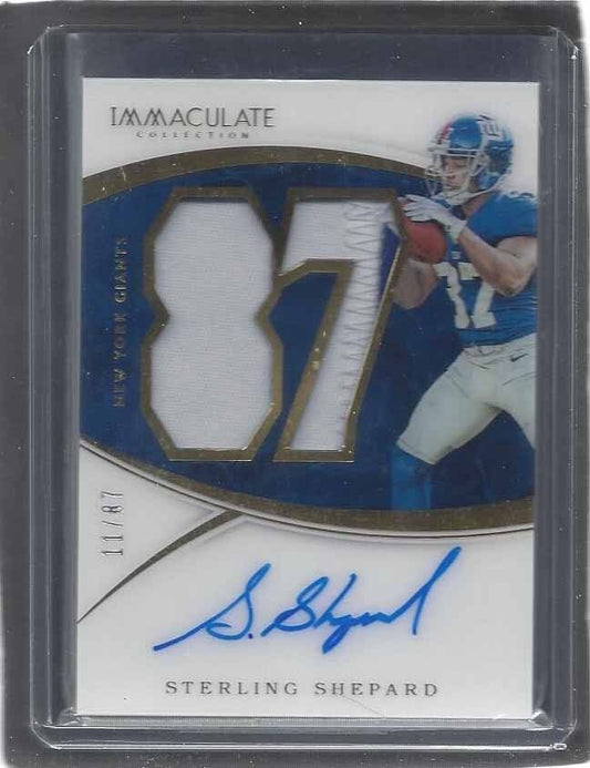 STERLING SHEPARD 2016 IMMACULATE ACETATE JERSEY NUMBER PATCH ON CARD AUTO RC /87