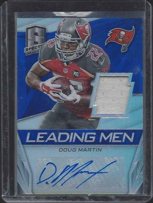 DOUG MARTIN 2014 PANINI SPECTRA LEADING MEN BLUE PRIZMS JERSEY AUTO #D 3/15