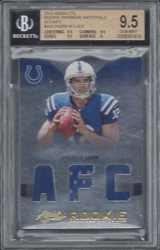 ANDREW LUCK 2012 ABSOLUTE RPM AFC TRIPLE JERSEY RC #D 49/99 BGS 9.5 GEM MINT