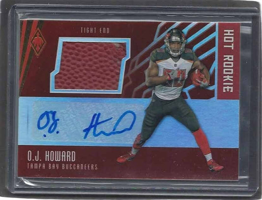 O.J HOWARD 2017 PANINI PHOENIX HOT ROOKIE RED ROOKIE BALL PATCH AUTO RC #D /299