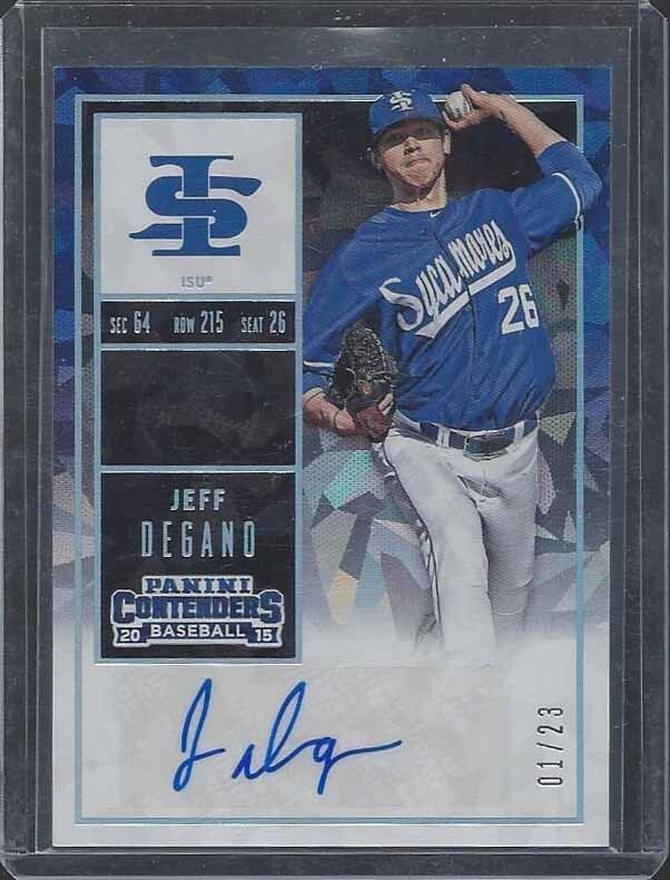 JEFF DEGANO 2015 PANINI CONTENDERS CRACKED ICE TICKET YANKEES PROSPECT AUTO /23