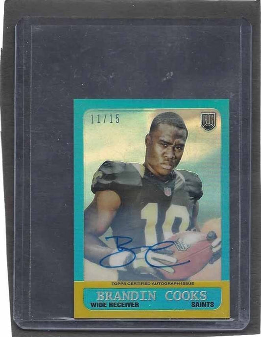 BRANDIN COOKS 2014 TOPPS CHROME 1963 STYLE MINI ON CARD REFRACTOR AUTO RC #D /15