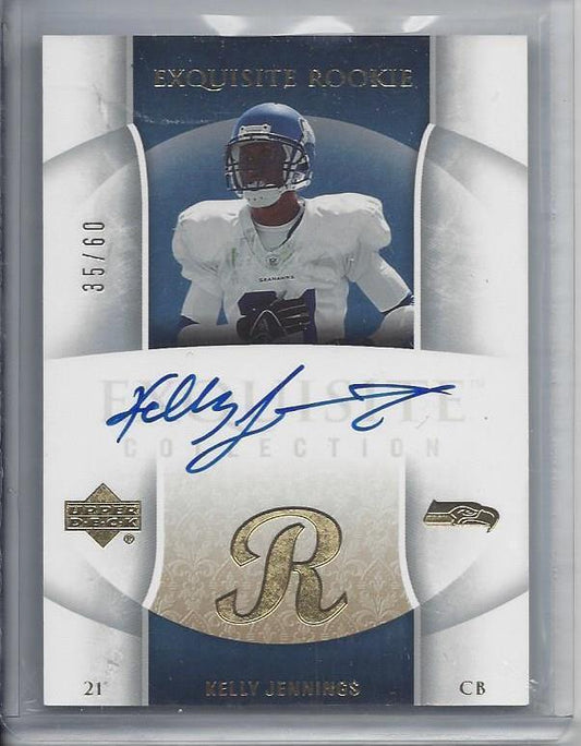 KELLY JENNINGS 2006 UD EXQUISITE GOLD SEAHAWKS MIAMI ROOKIE AUTO RC #D 35/60