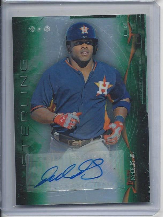 DELINO DESHIELDS JR. 2014 BOWMAN STERLING GREEN REFRACTOR PROSPECT AUTO #D /125