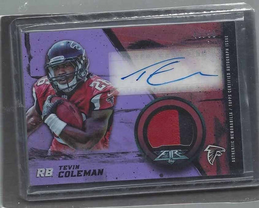 TEVIN COLEMAN 2015 TOPPS FIRE PURPLE RPA 2 COLOR ROOKIE PATCH AUTO RC #D 46/50