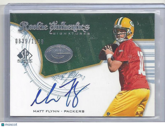 MATT FLYNN 2008 SP AUTHENTIC ROOKIE AUTHENTICS TRUE RC AUTO #D /1199