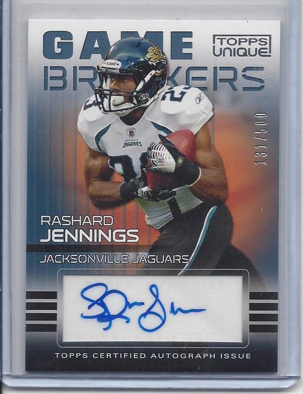 RASHAD JENNINGS 2009 TOPPS UNIQUE GAME BREAKERS AUTO RC #D /500
