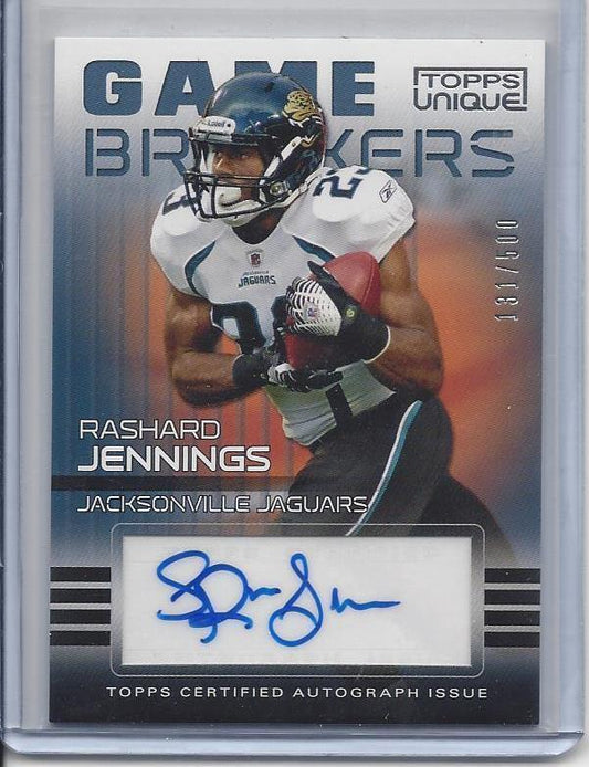 RASHAD JENNINGS 2009 TOPPS UNIQUE GAME BREAKERS AUTO RC #D /500