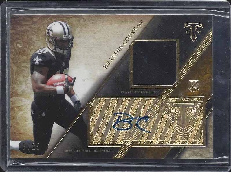 BRANDIN COOKS 2014 TOPPS TRIPLE THREADS GOLD ROOKIE JERSEY AUTO RC #D 18/25