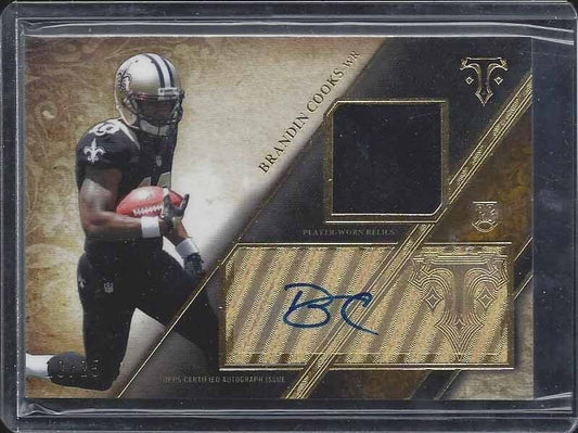 BRANDIN COOKS 2014 TOPPS TRIPLE THREADS GOLD ROOKIE JERSEY AUTO RC #D 18/25