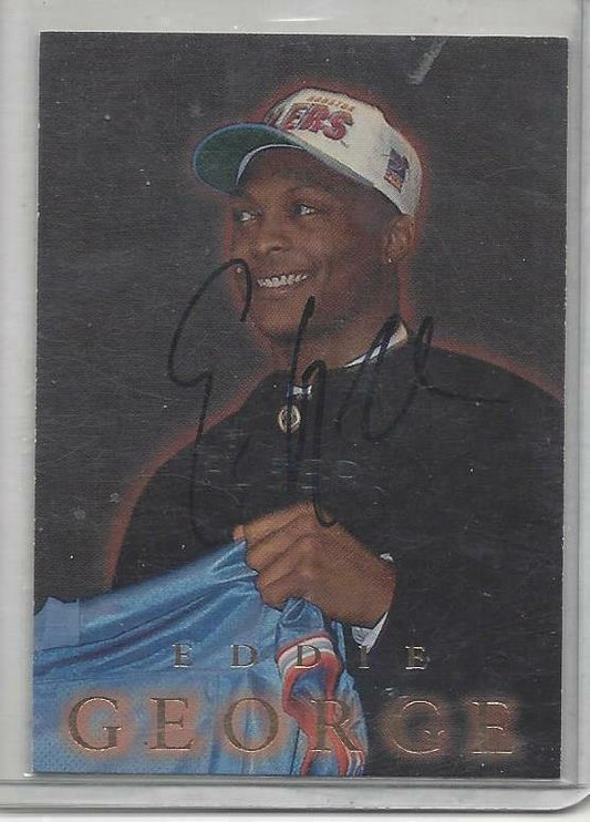 EDDIE GEORGE 1996 FLEER ON CARD OILERS SUPER RARE AUTO RC #A2