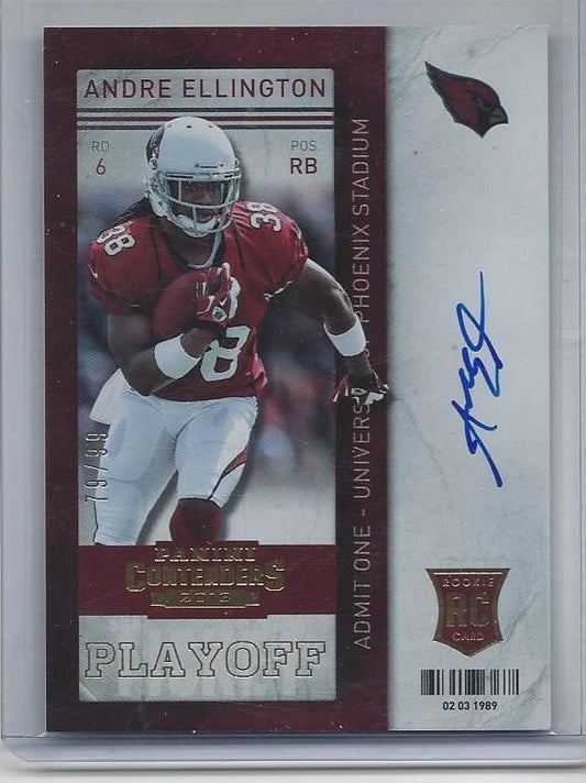 ANDRE ELLINGTON 2013 CONTENDERS CARDINALLS PLAYOFF TICKET FOIL AUTO RC #D 79/99