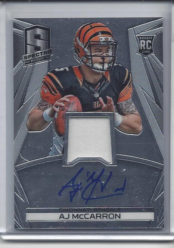 A.J. MCCARRON 2014 PANINI SPECTRA BENGALS JERSEY ON CARD ROOKIE AUTO RC #D /149