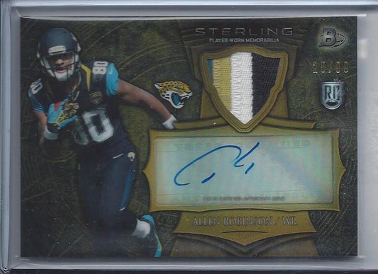ALLEN ROBINSON 2014 BOWMAN STERLING GOLD REFRACTOR 4 COLOR PATCH AUTO RC #D /99