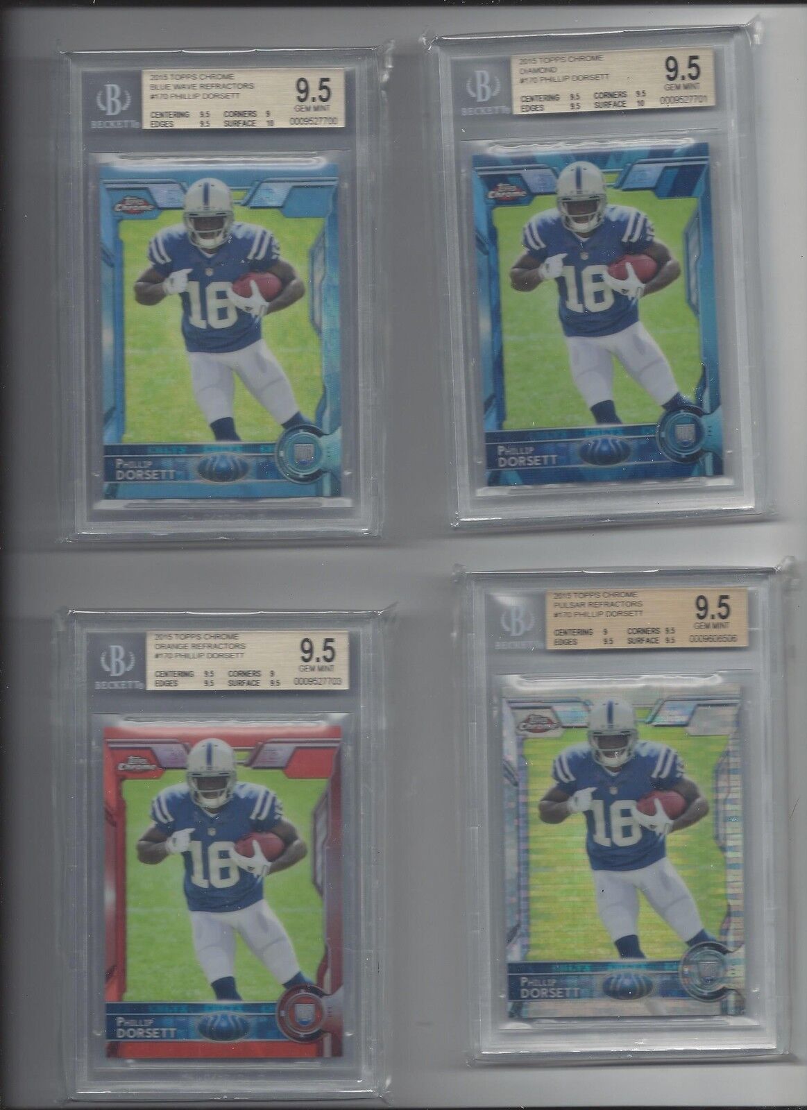 PHILLIP DORSETT 2015 TOPPS CHROME FULL SIZE REFRACTOR RAINBOW GOLD + RED /25 9.5