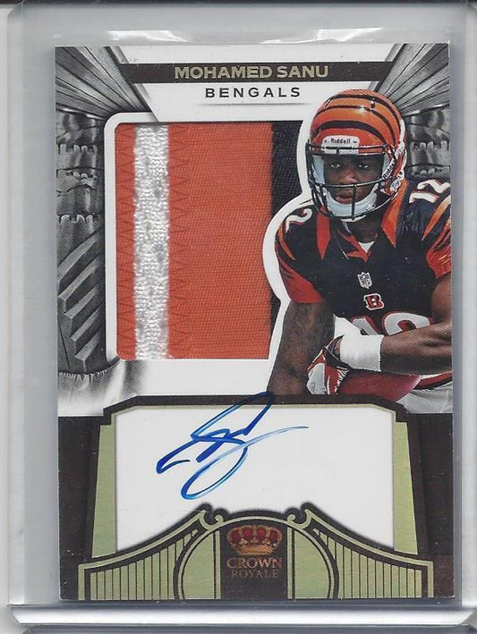 MOHAMED SANU 2012 CROWN ROYALE SILHOUETTE JUMBO 3 COLOR PATCH AUTO RC #D 26/99