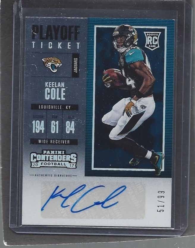 KEELAN COLE 2017 CONTENDERS PLAYOFF TICKET JAGUARS ROOKIE AUTO RC #D 51/99