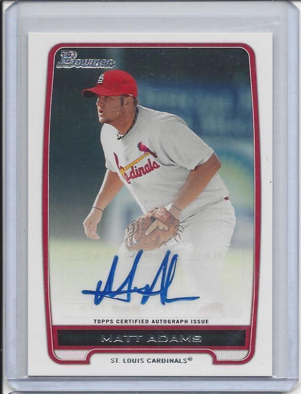 MATT ADAMS 2012 BOWMAN PROPSECTS ST LOUIS CARDINALS PROSPECT AUTO
