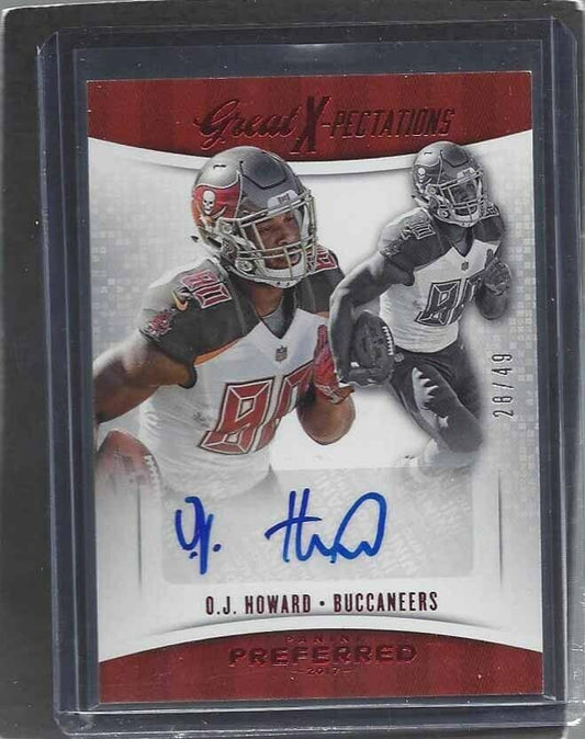 O.J. HOWARD 2017 PREFERRED GREAT X-PECTATIONS RED ROOKIE AUTO RC #D 28/49