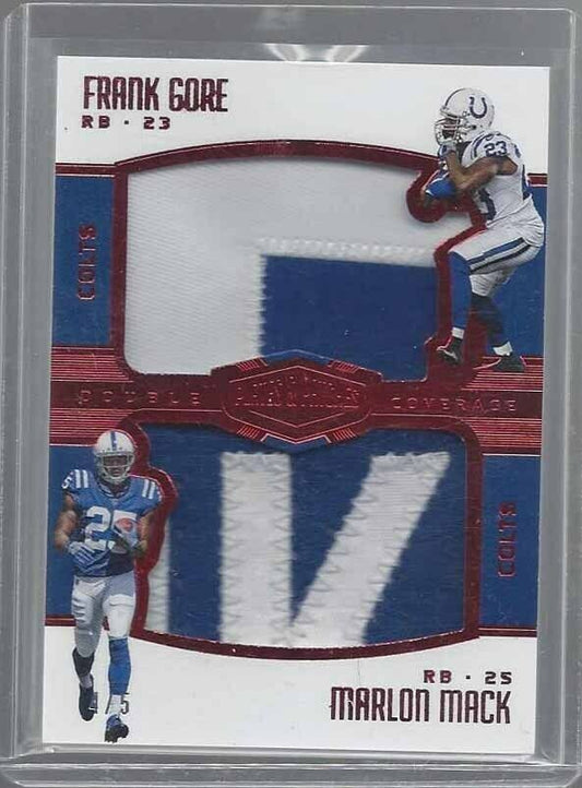 MARLON MACK FRANK GORE 2017 PLATES PATCHES DOUBLE COVERAGE RED PATCH RC #D 4/5