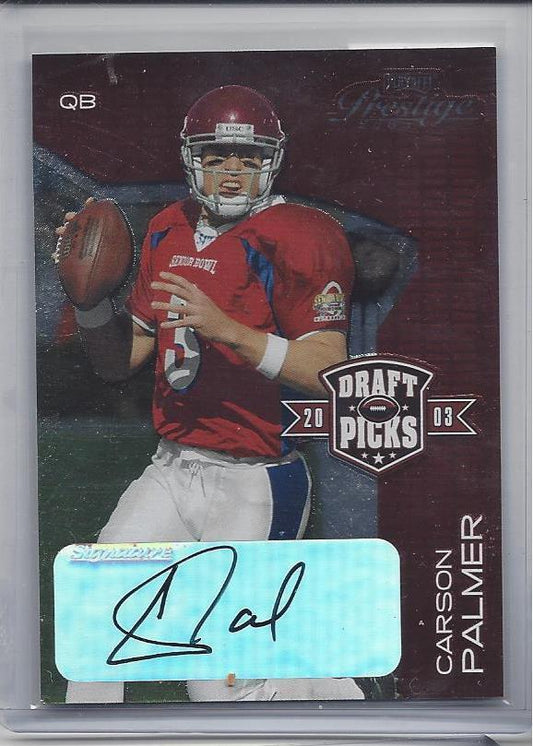 CARSON PALMER 2003 PRESTIGE DRAFT PICKS RARE USC AUTO RC #D 24/50