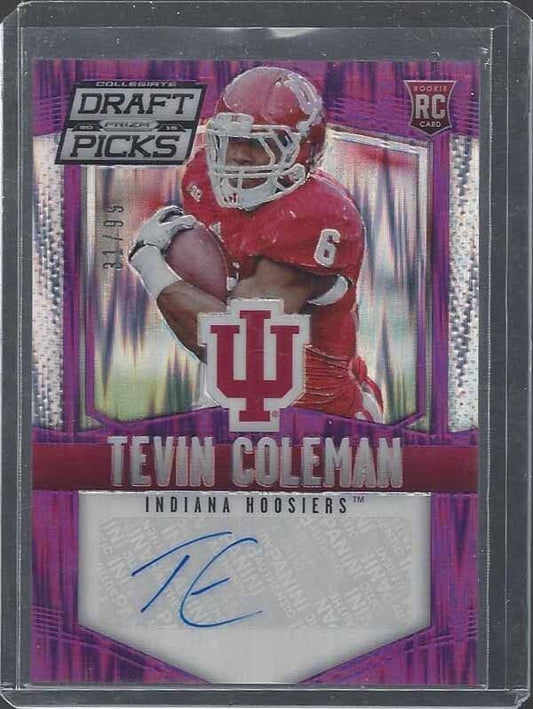 TEVIN COLEMAN 2015 PANINI PRIZM PURPLE FLASH PRIZMS ROOKIE AUTO RC #D 31/99