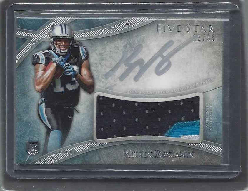 KELVIN BENJAMIN 2014 TOPPS 5 FIVE STAR RPA 3 COLOR PATCH ON CARD AUTO RC #D 2/35