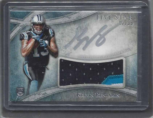 KELVIN BENJAMIN 2014 TOPPS 5 FIVE STAR RPA 3 COLOR PATCH ON CARD AUTO RC #D 2/35