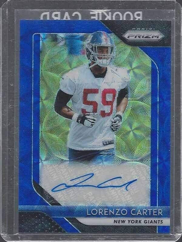 LORENZO CARTER 2018 PANINI PRIZM BLUE SCOPE PRIZMS GIANTS AUTO RC #D 22/99