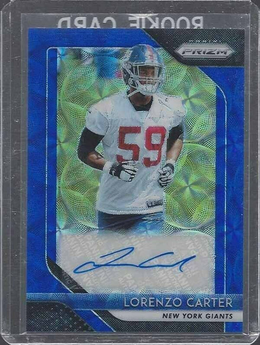LORENZO CARTER 2018 PANINI PRIZM BLUE SCOPE PRIZMS GIANTS AUTO RC #D 22/99