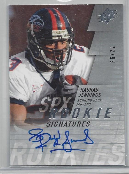 RASHAD JENNINGS 2009 SPX SILVER ROOKIE AUTO RC #D 72/99