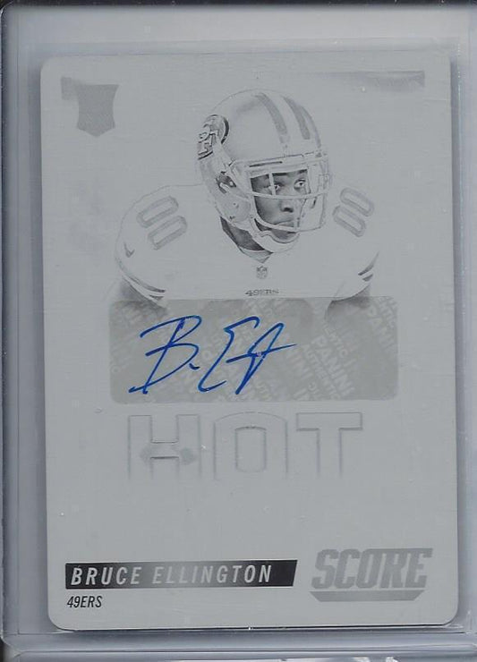 BRUCE ELLINGTON 2014 SCORE HOT ROOKIE BLACK PRINTING PLATE AUTO RC #D 1/1