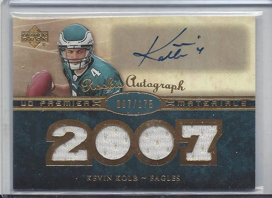 KEVIN KOLB 2007 UD PREMIER MATERIALS BRONZE QUAD JERSEY AUTO RC #D 7/175